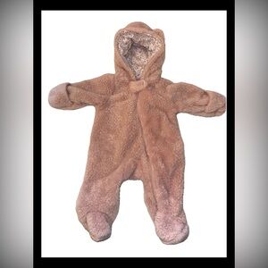 Carter’s Newborn Winter One Piece Pink Hooded Bear Zip Up Body Suit